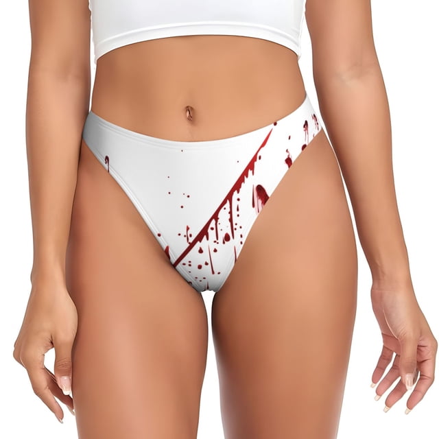 Fotbe Bloody Hand Tanga Sin Costuras para Mujer con Estampado – Panties Invisibles, Transpirables y Cómodos para Uso Diario-4X-Large
