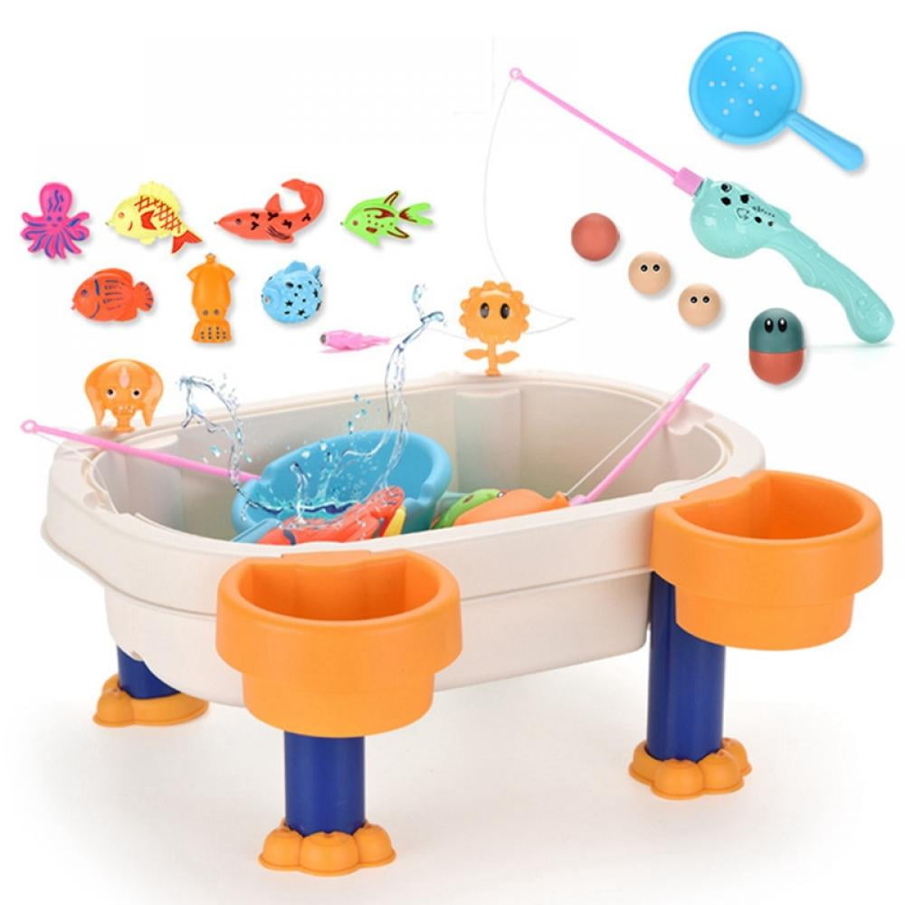 Kids Fishing Bath Toys Game 17Pcs Magnetic Floating Toy Magnet Pole NEW 