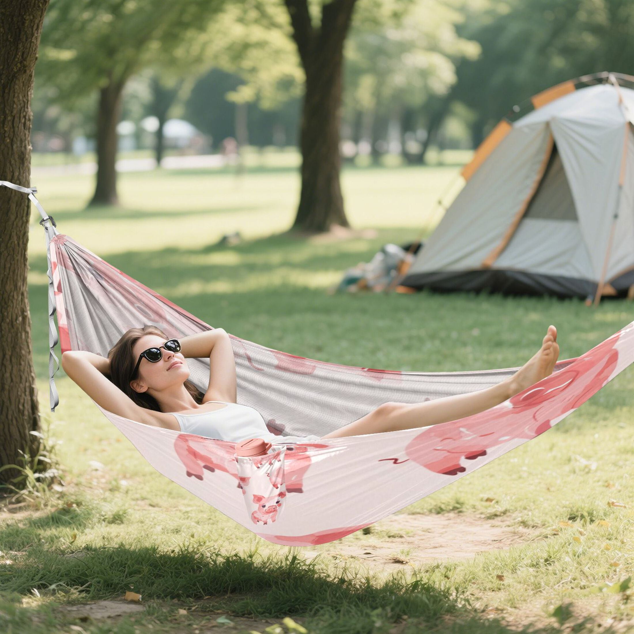 Hammock Camping Hammock Nylon Portable Hammock Travel Camping Hammock Pink Pig
