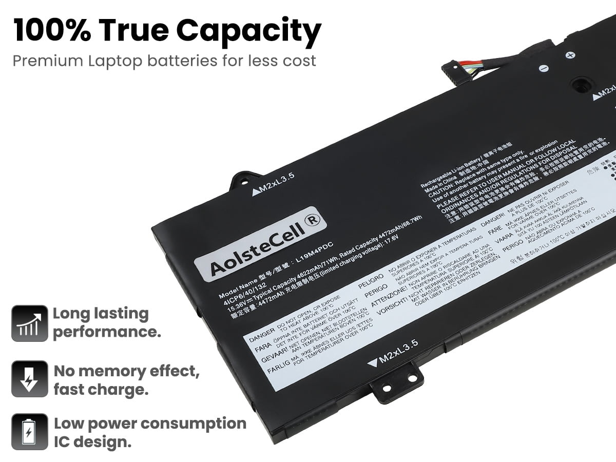 Replacement Laptop Battery For Lenovo IdeaPad Yoga 7 Series - 15.36V 71Wh 4-Cell L19C4PDC Model