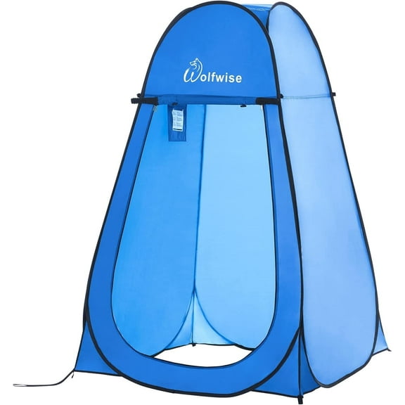 WolfWise Portable Pop Up Privacy Shower Tent Spacious Changing Room for Camping Hiking Beach Blue