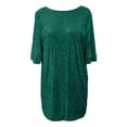 thumbnail image 3 of Women's Neck Dress for Women V Neck Shirt Dress Sparkly Half Sleeve Loose Party Club Cocktail Dress, 3 of 9