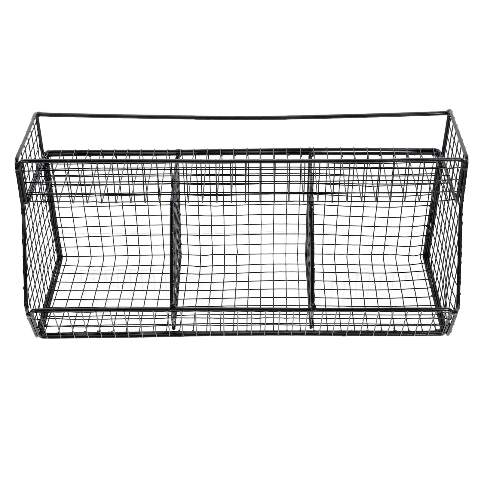 Clispeed Black Stainless Steel Kitchen Wall Basket Organizer for Space Saving and Efficient Storage