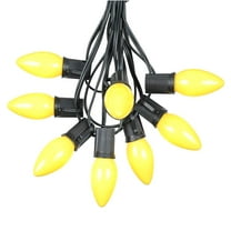 Novelty Lights 100 Feet C9 Yellow Christmas String Light Set, Ceramic Vintage Holiday Hanging Light Set, Black Wire
