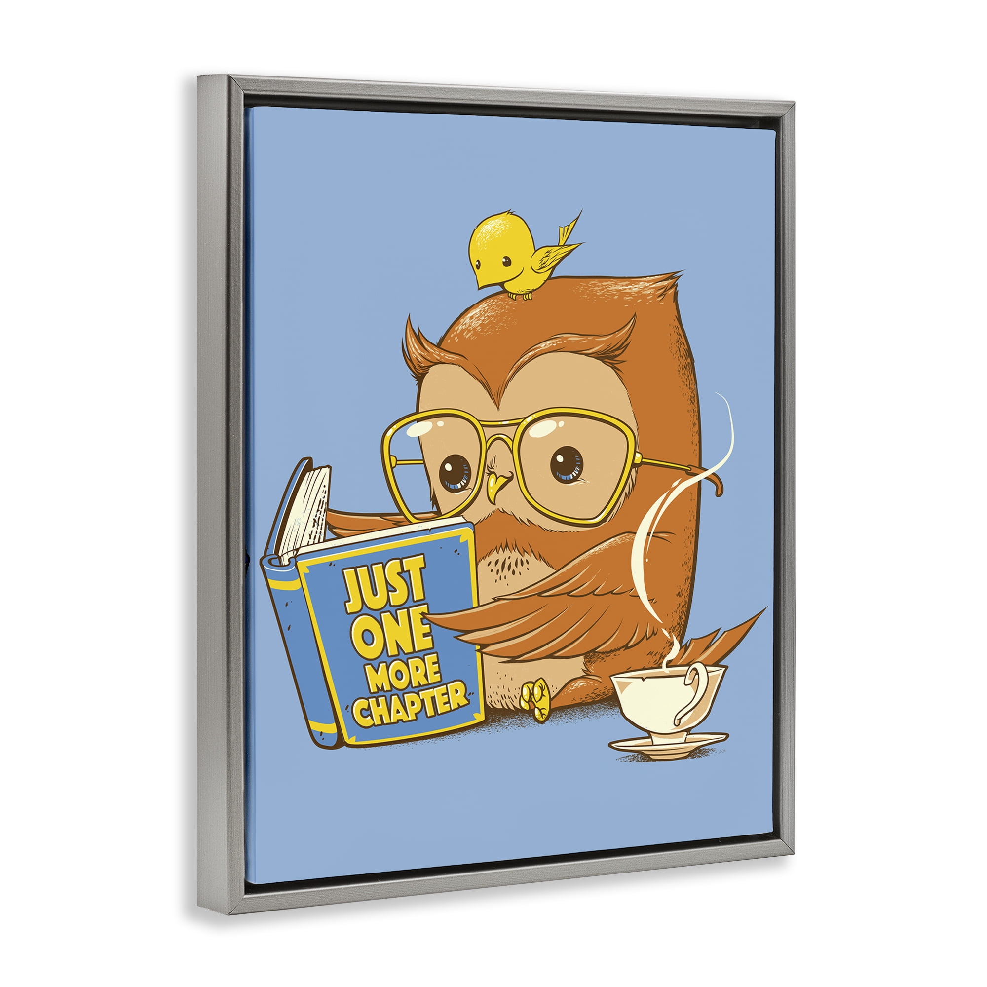 Stupell Industries One More Chapter Owl Gray Framed Floater Canvas Wall Art, design by Tobe Fonseca