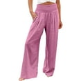 thumbnail image 6 of SELONE Wide Leg Linen Pants for Women Plus Size High Waist with Pockets Cotton Linen Casual Pants Ankle Length Baggy Athletic Pants Pink M, 6 of 9