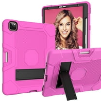 Dteck Case for iPad Pro 12.9 inch 6th 5th 4th 3rd Generation,Heavy Duty Rugged 3-Layer Protection Case Shockproof Silicone Kickstand Cover for iPad Pro 12.9" 2022/2021/2020/2018,Rose Black