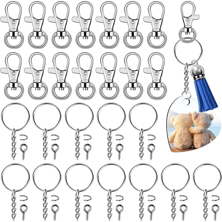 240Pcs Swivel Snap Hooks with Key Chain Rings, Premium Keychain Clip Set  Includes 60Pcs Key Chain Clips, 60Pcs Key Ring with Chain, 60Pcs Eye Pins  and