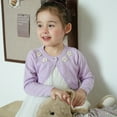 thumbnail image 4 of 3-10T Girls Shrugs Cardigan Sweater Long Sleeve Party Church Dress Cover Up Cropped Elegant Cardigan Knit Sweater, 4 of 6