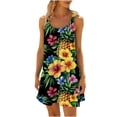 thumbnail image 3 of VBTAPA Summer Dresses for Women Floral Beach Sun Dress Novelty 3D Printed Sleeveless Mini Dresses Multicolor M, 3 of 7
