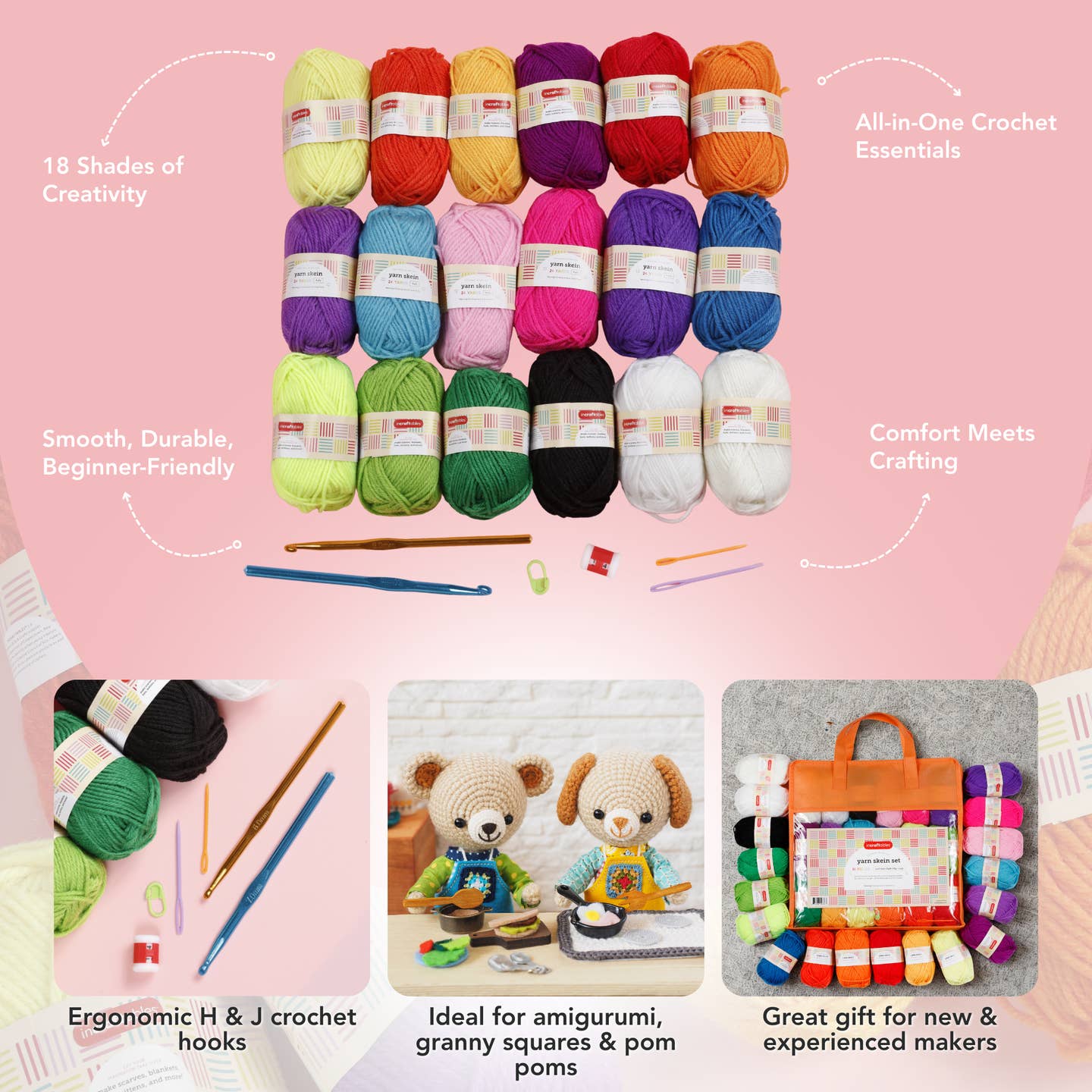 Incraftables 24 Color Acrylic Yarn Crochet Kit photo 3