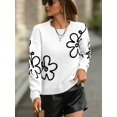 thumbnail image 6 of Women'S Off Shoulder Cable Knit Sweaters in Fall Pullover Cute Flower Crew Neck Long Sleeve Trendy Sweater White XL, 6 of 9