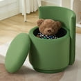 thumbnail image 3 of Velvet Swivel Vanity Chair with Storage, Swivel Makeup Chair with Wave Back, No Assembly Small Accent Stool for Bedroom, Dressing, Living Room,Green, 3 of 15