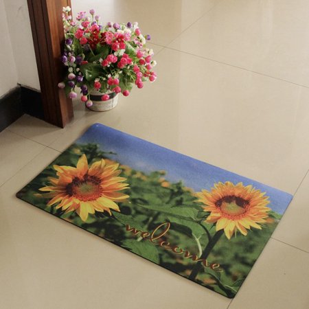 Sunflower Welcome Door Mat Outdoor Indoor Enty Floor Mat Entrance Rug