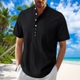 thumbnail image 2 of Mens Casual Manga Corta Botón Abajo Camisas, Verano Color Sólido, Cuello de Soporte Bolsillo Camisa Turndown, 2 of 9