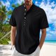 thumbnail image 2 of Mens Casual Manga Corta Botón Abajo Camisas, Verano Color Sólido, Cuello de Soporte Bolsillo Camisa Turndown, 2 of 9