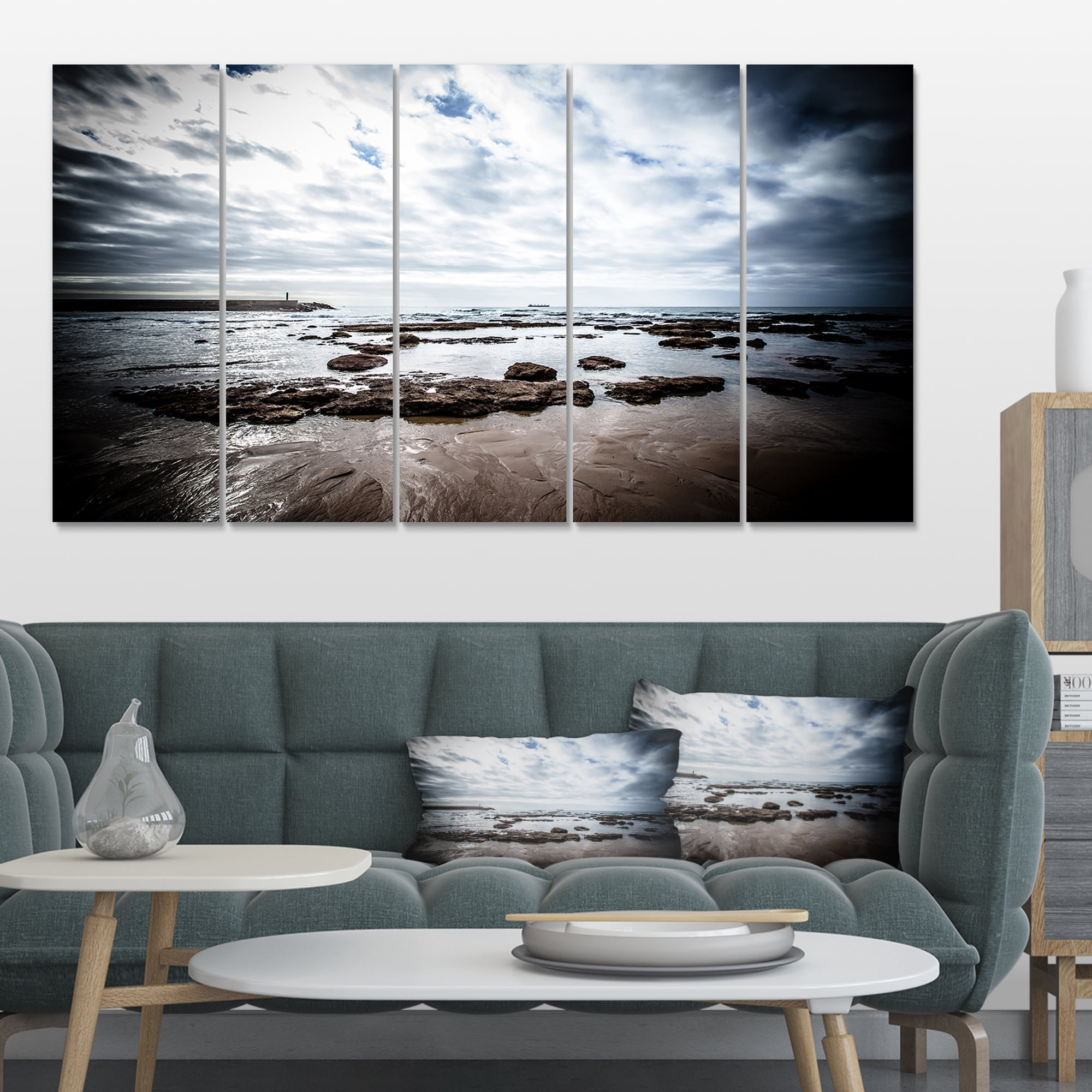 Impression sur Toile Côte Atlantique Dramatique à Basse Marée - Bord de Mer