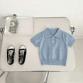 thumbnail image 5 of Toddler Boys Short Sleeve Knit Polo Shirt Ribbed Sweater Top Collared Pullover Button Placket Casual Regular Fit School Uniform, 5 of 6