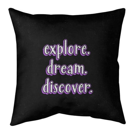 UPC: 0670507507786 | ArtVerse Quotes Explore Dream Discover Quote Chalkboard Style Pillow (w/Rmv Insert)-Spun Poly 18 x 18 Large