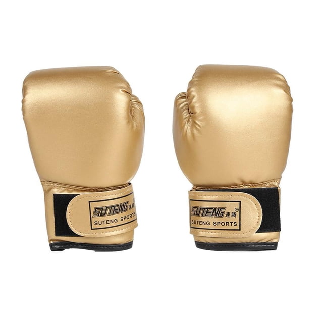 2 Pcs Gants d'Entraînement de Boxe en Cuir pour Enfants (Blanc)