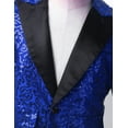 thumbnail image 5 of RUNQHUI Kids Boys One Button Formal Dress Suit Jacket Coat Shiny Sequined Wedding Party Tuxedo Blazer Blue 10, 5 of 7
