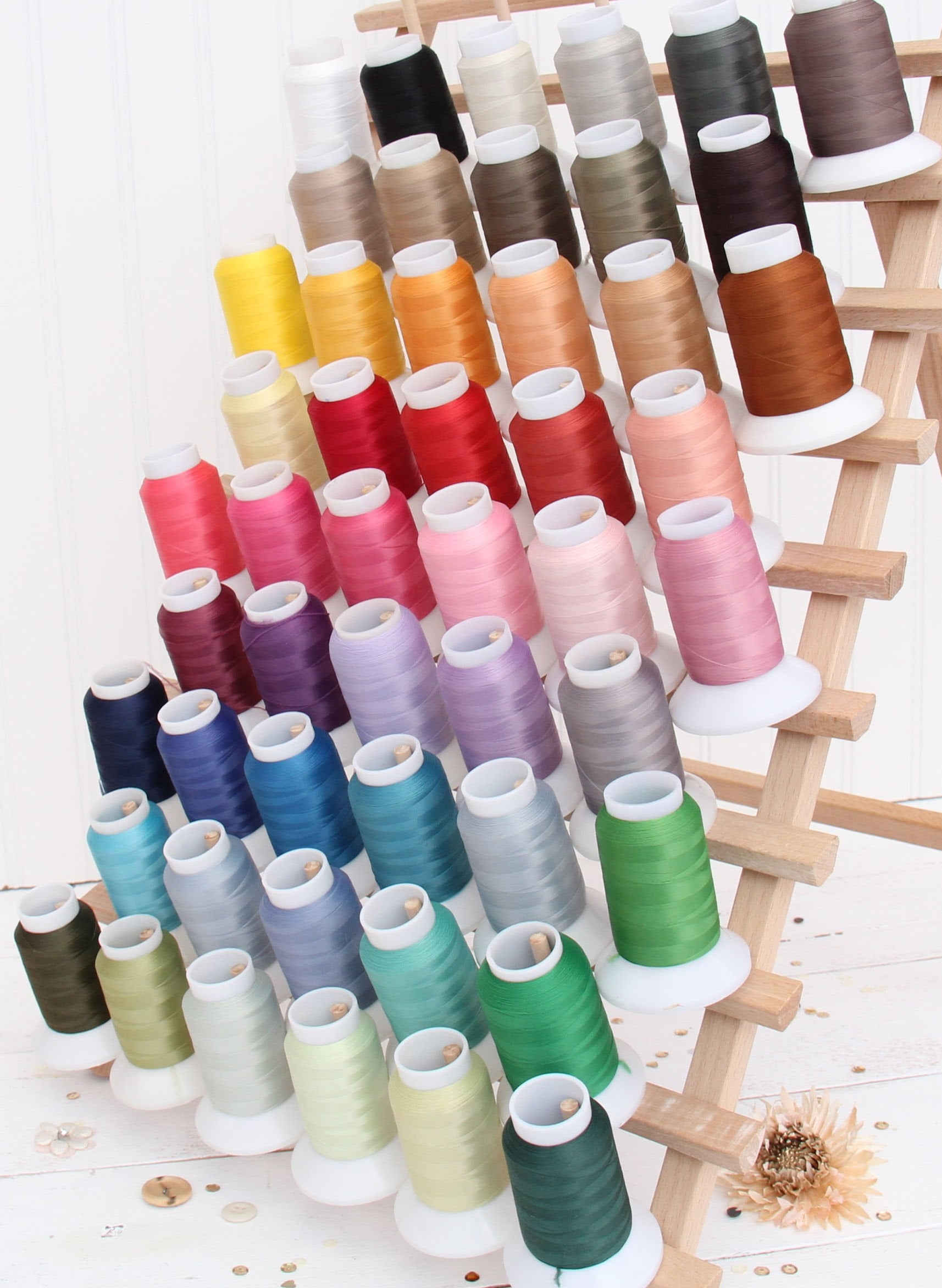 Wooly Nylon Thread by Threadart - 40 Color Set - 1000 Meter Spools - Serger Sewing Stretchy Thread