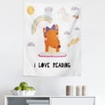 thumbnail image 1 of Reading Saying Tapestry, Fox Power Up with Imagination Books Scandinavian Style Flat Design, Fabric Wall Hanging Decor for Bedroom Living Room Dorm, 5 Sizes, White and Cinnamon, by Ambesonne, 1 of 1