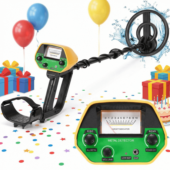 Naipo Metal Detector, Adjustable 30" to 42" Metal Detector for Kids with LED Display Lightweight Kids Metal Detector Kit with 8” Waterproof Search Coil, Gift for Boys & Girls, Green