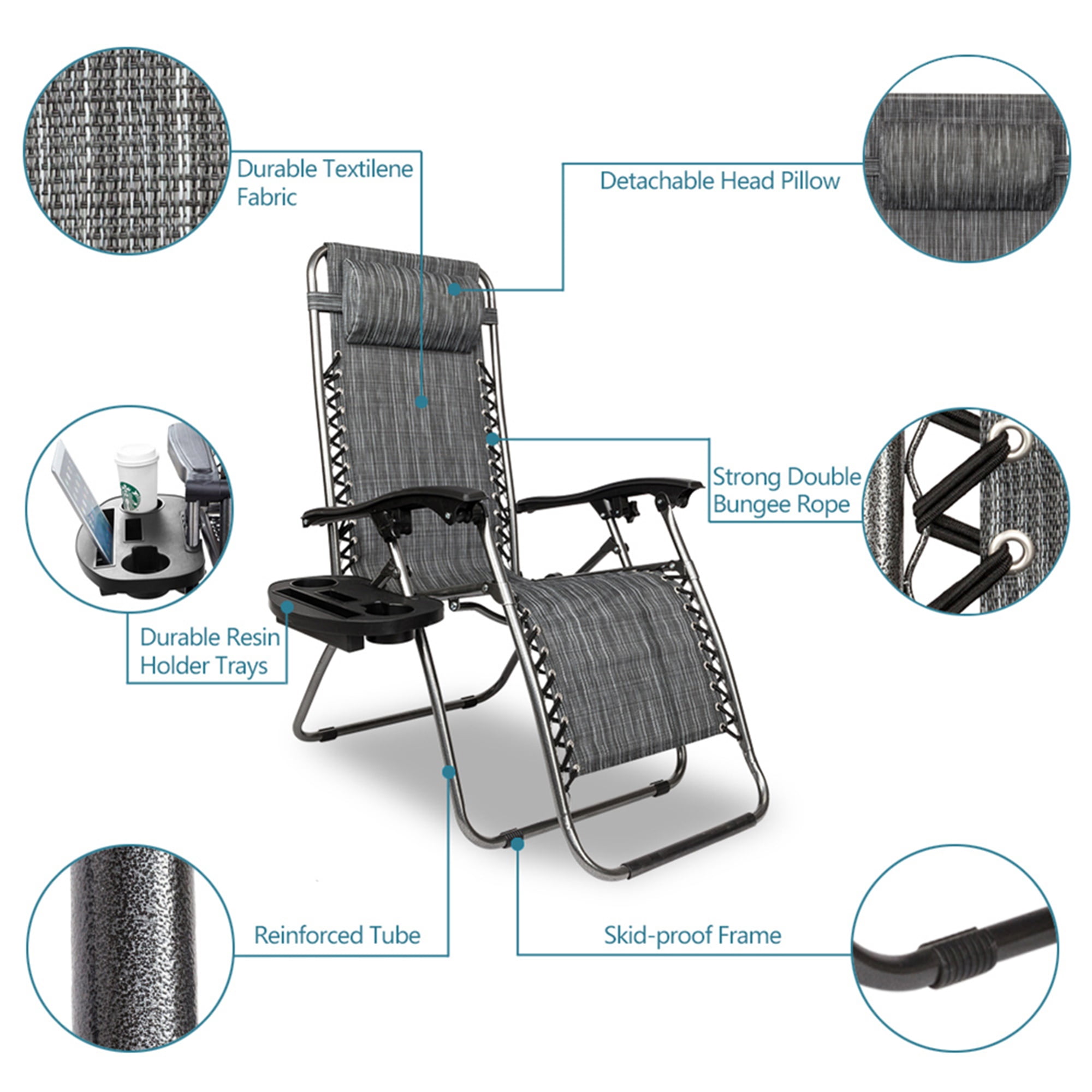 Aimee Lii Zero Gravity Chair Pack 2, Outdoor Lounge Patio Chairs with Pillow and Utility Tray Adjustable Folding Recliner for Deck,Patio,Beach,Yard, Gray Aimee Lii Zero Gravity Chair Pack 2, Outdoor Lounge Patio Chairs with Pillow and Utility Tray Adjustable Folding Recliner for Deck,Patio,Beach,Yard, Gray