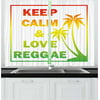 Rasta Curtains 2 Panels Set, Keep Calm and Love Reggae Quote in Ombre Rainbow Colors Music Themed, Window Drapes for Living Room Bedroom, 55W X 39L Inches, Pale Green Red and Yellow, by Ambesonne