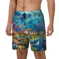 thumbnail image 2 of Haiem Sea World Mens Swim Trunks with Compression Liner 2 in 1 Swimming Shorts Stretch Swimwear Quick Dry,Board Shorts-Small, 2 of 9