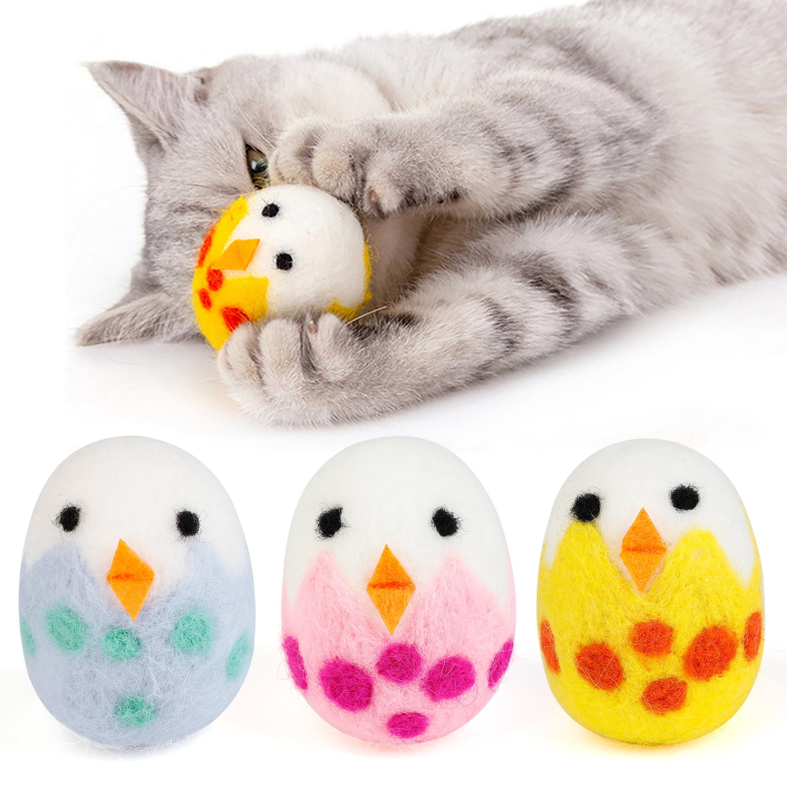 Legendog 3PCS Cat Catnip Toys Easter Cat Teething Toy Lovely Chicken