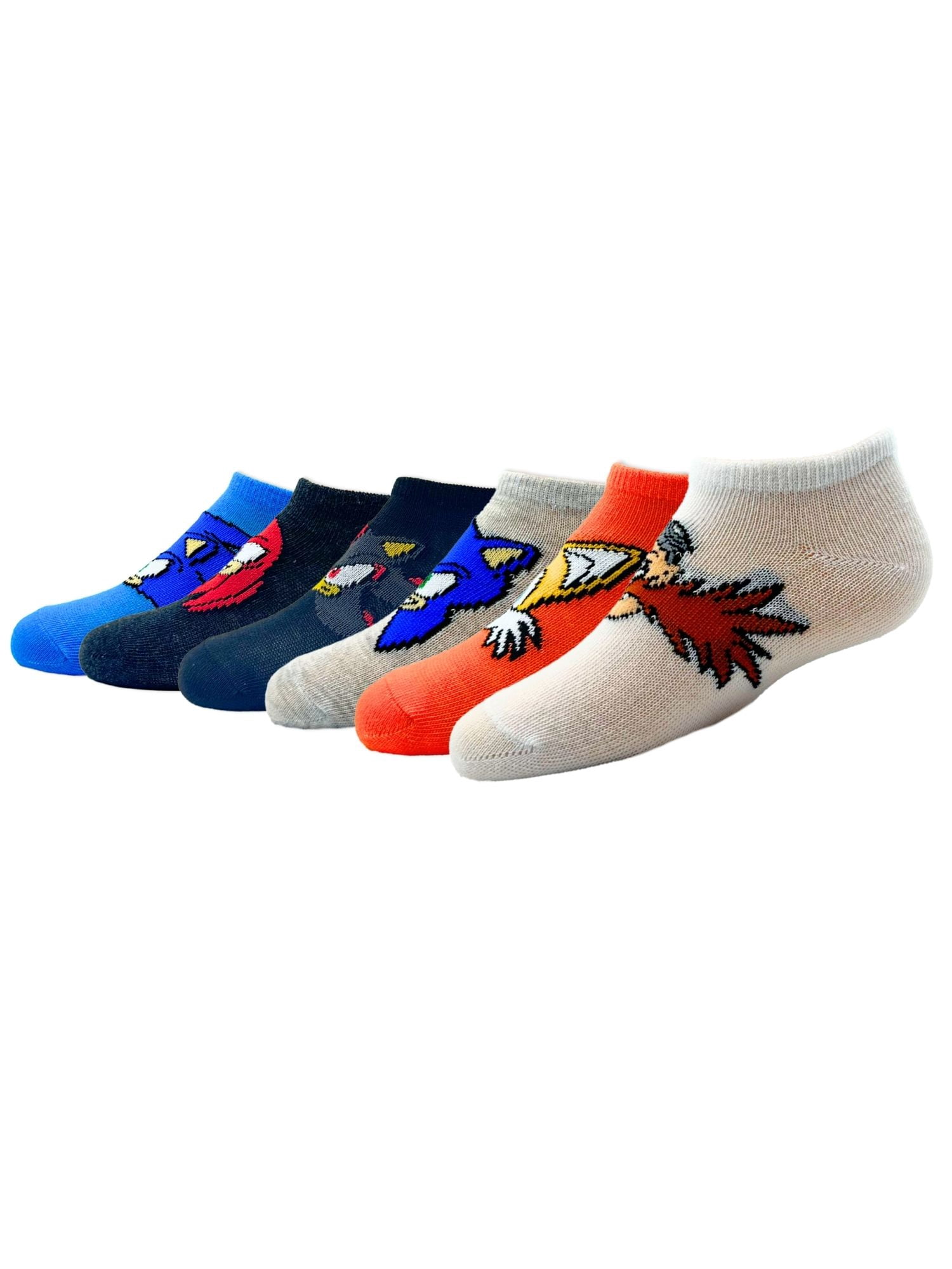Sonic the Hedgehog Boys No-Show Socks, 6-Pack, Sizes S/M-M/L