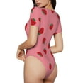 thumbnail image 3 of Haiem Strawberries Women's Crew Neck Short Sleeve Bodysuit Tops Stretchy Slim Basic-XX-Large, 3 of 9