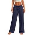 thumbnail image 5 of HKYNLAG Linen Pants Women Wide Leg Palazzo Pants Beach Vacation Outfits Cotton Summer 2026 Flowy Clothes Trousers with Pockets Blue S, 5 of 7