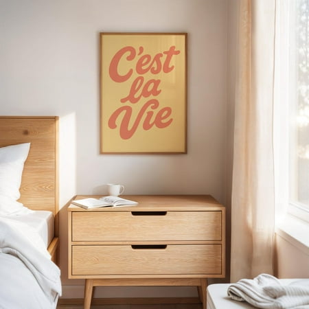C’Est La Vie Wall Art – French Quote Typography Poster In Retro Style, Warm Modern Kitchen Or Gallery Wall Decor Wall Art, Modern Wall Decor, 8x12 UNFRAMED