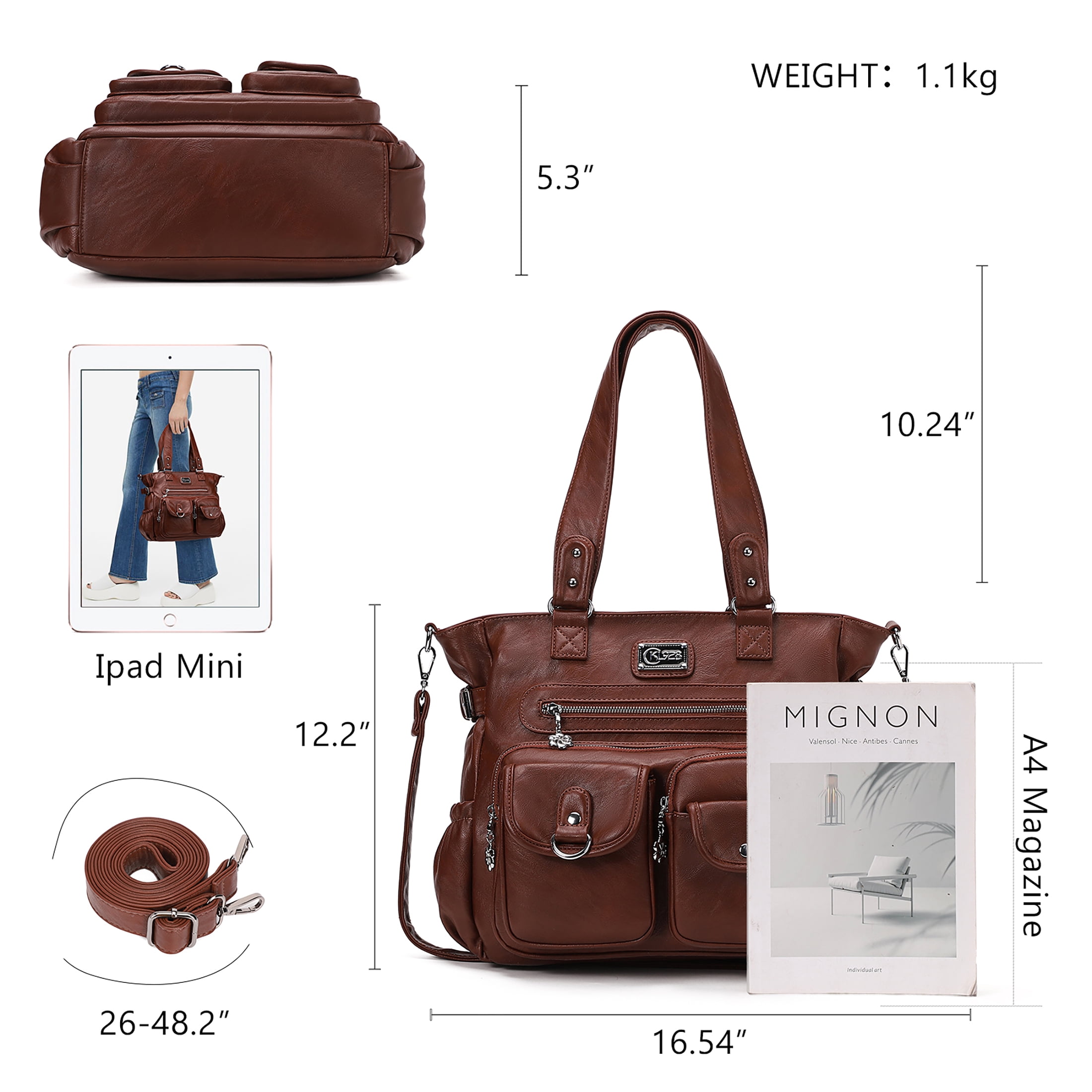 KL928 Large Purses for Women Shoulder Handbags Large Crossbody Hobo Bag for Women(Chestnut Brown)