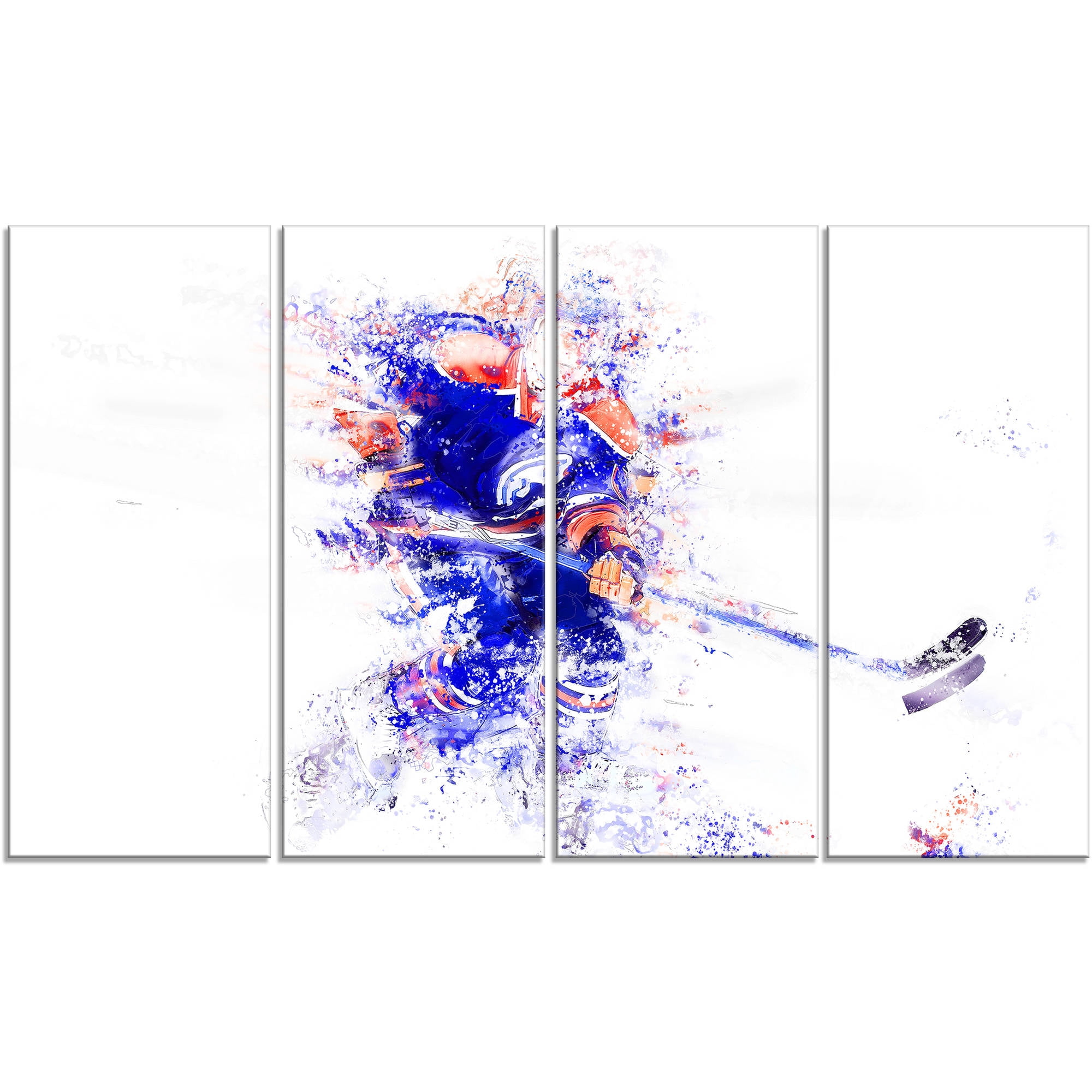 Design Art Hockey Let's Go Defense 4 Piece Graphic Art on Wrapped Canvas Set