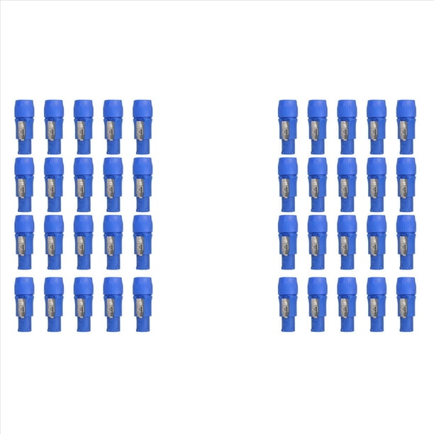 40 Piezas Conector Powercon de CA de 3 Enchufe Macho NAC3FCA NAC3FCB Cable de CA 20A 250V Adaptador de Enchufe de Alimentación para Luz de Escenario (A)