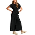 thumbnail image 3 of PUWEI Women's 2 Piece Smocked Top & High Waisted Wide Leg Pants Set Boho Matching Set Lounge Outfit with Pockets, 3 of 7