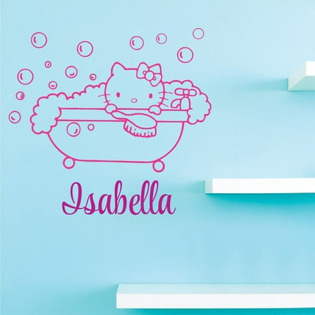 Hello Kitty Wall Sticker (Personalized Name Vinyl Decal Sticker Custom Initial Wall Art Personalization Decor Sticker Hello Kitty Bathtub Children Girl Bedroom 10 Inches X 10)