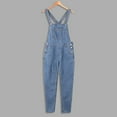 thumbnail image 4 of Wirziis Men's Denim Bib Overalls Blue Loose fit Overalls Holes Ripped Jumpsuits Ripped Hole Slim Jumpsuit with Pockets, 4 of 7