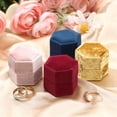 thumbnail image 3 of Velvet Jewelry Box Earrings Package Double Ring Storage Box Woman Gift Hexagon Shape Case Wedding Ring Display Box blue-Ring, 3 of 6