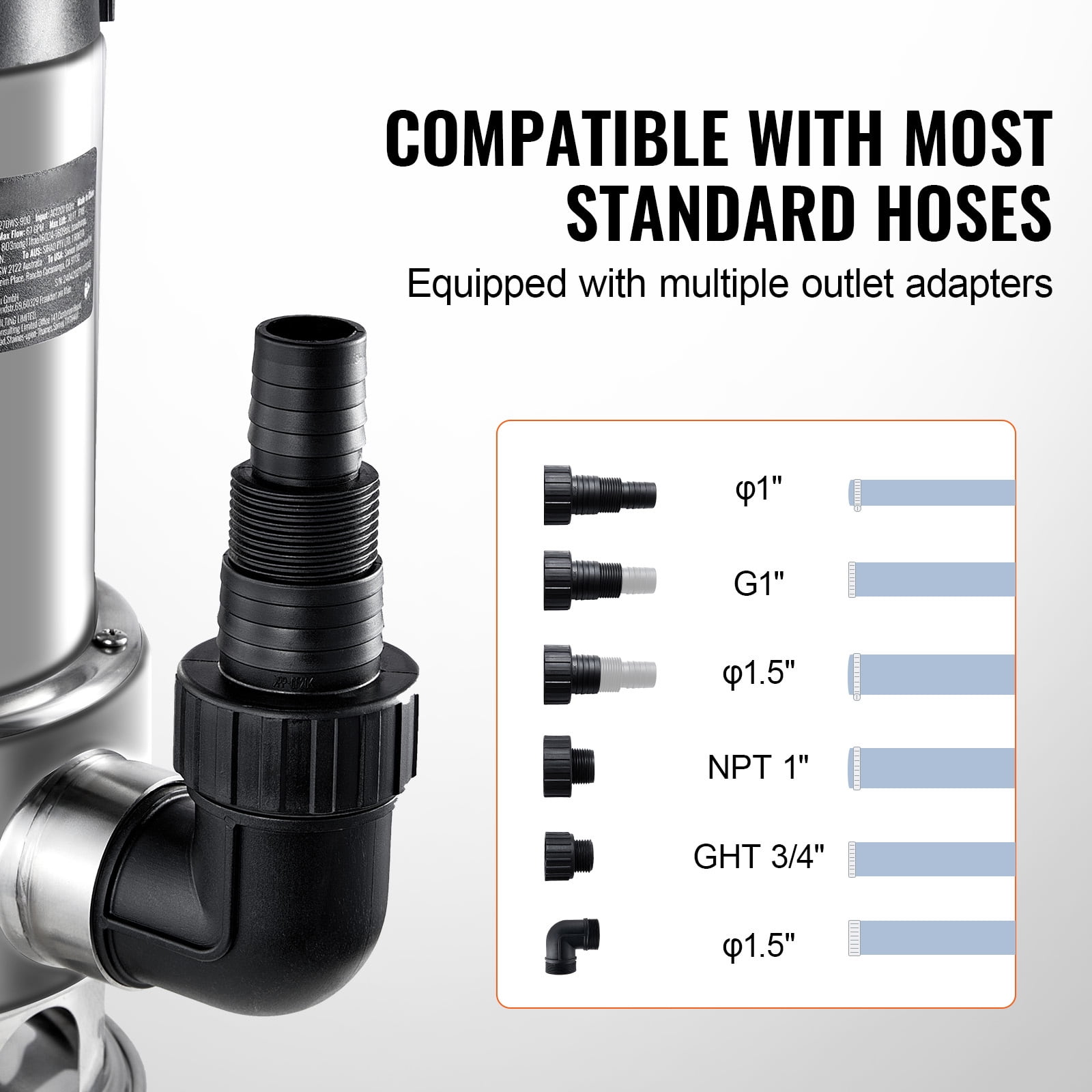 KFFKFF 1HP Submersible Pump, 4020GPH, 30FT Elevation, Stainless Steel for Clearing Water in Pools, Ponds, Basements, with 26FT Cord and Auto Float Switch