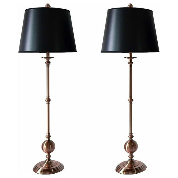 Urbanest Bastille Buffet Lamps, Copper With Black Shades, Set of 2