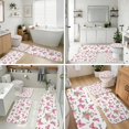 thumbnail image 4 of Butterfly and Rose Pink Pattern Bathroom Rug Set 4 Piece,Includes Contour,Lid Cover,Bath Mat,Non-Slip Extra Soft Absorbent Washable, 4 of 5