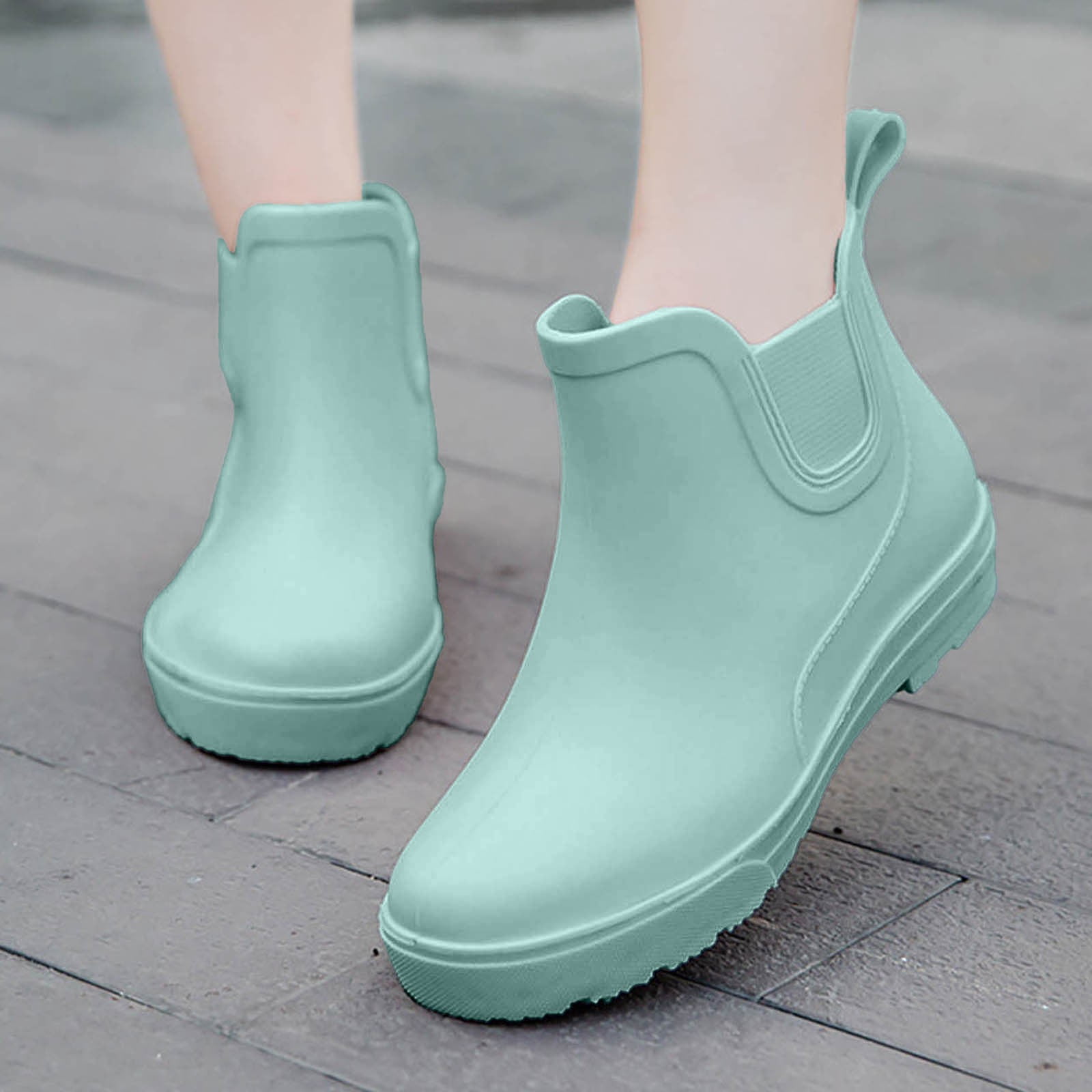 Juosiy Women's Short Rain Boots Water-proof Comfortable Insole Lightweight Stylish Ankle Outdoor Water Shoes