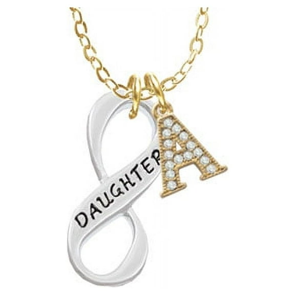 Daughter Infinity Sign - A - Gold Tone Crystal Initial Sophia Necklace, 18" 1"