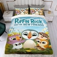 thumbnail image 4 of Puffin Rock Conjunto de sábanas temático, trío de piezas, cómodo y amigable con la piel, diseño único, regalo de decoración para el hogar para familiares, amigos y fans,140cm *210cm, 4 of 6