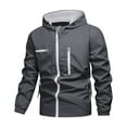 thumbnail image 2 of Mwjwdo Waterproof Rain Jackets for Men Fashion Lightweight Hooded Long Sleeve Coats with Pockets Hiking Golf Fishing Dark Blue L, 2 of 8